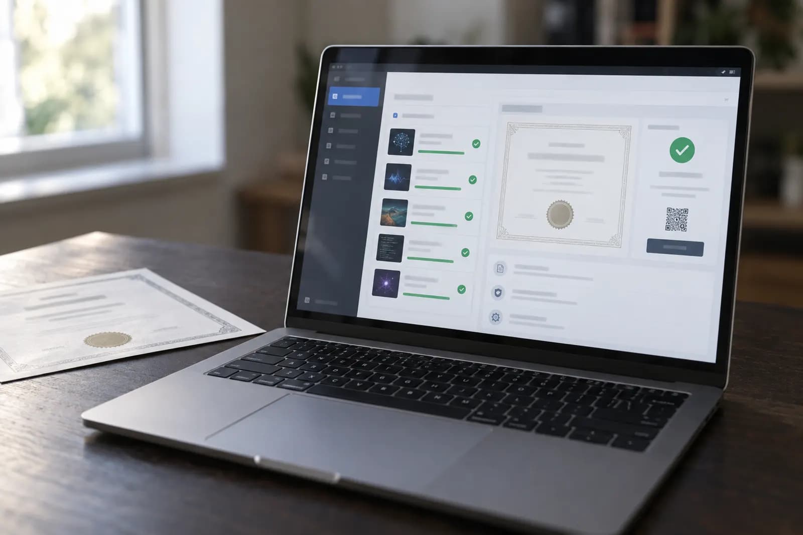 Photograph illustrating the guide "Affordable AI Certification With a Verifiable Certificate"