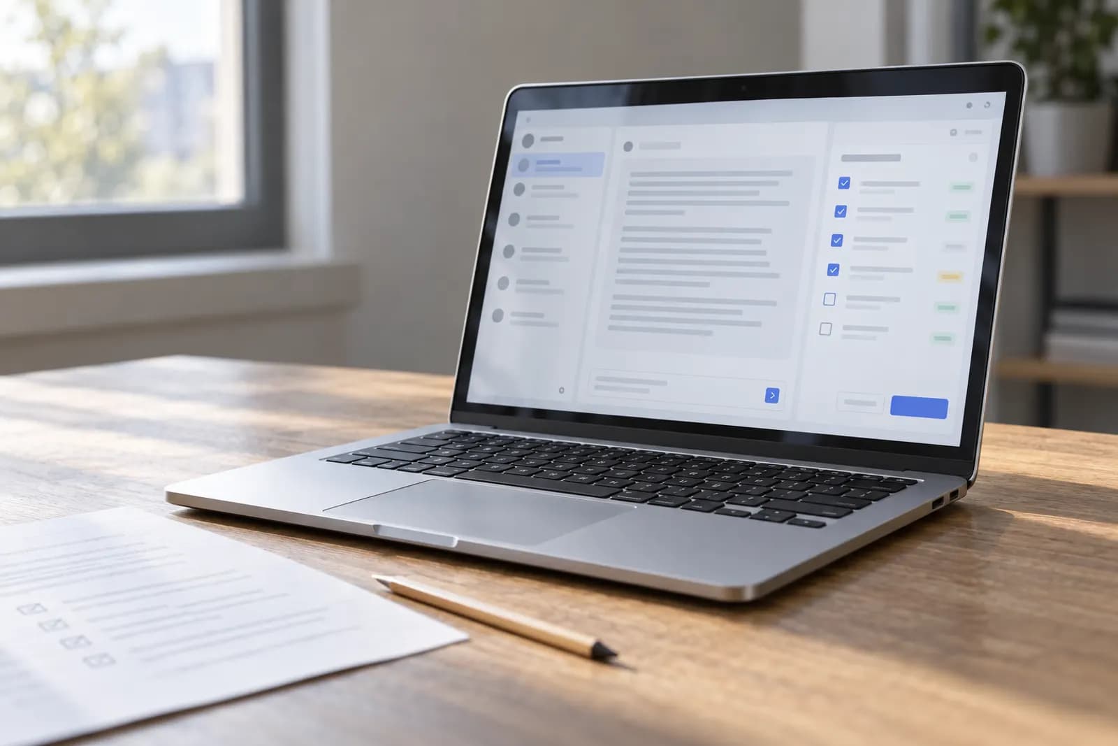 Photograph illustrating the guide "AI Output Review Checklist for Work"
