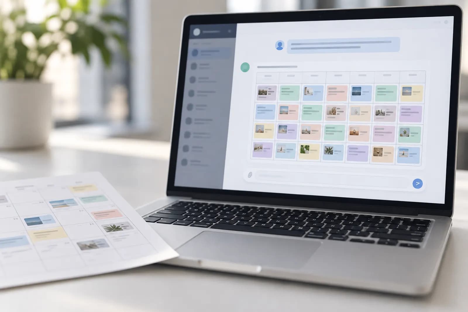 Photograph illustrating the guide "Plan a Month of Social Media Posts in One ChatGPT Chat (Content Calendar)"