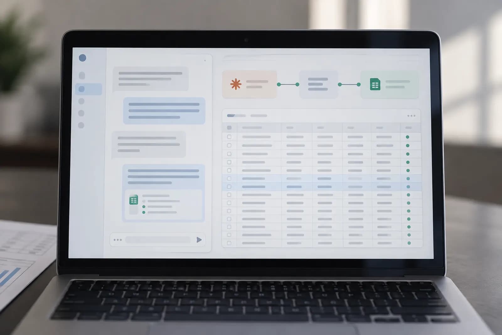 Photograph illustrating the guide "Connect Claude to Google Sheets Without Writing Code"