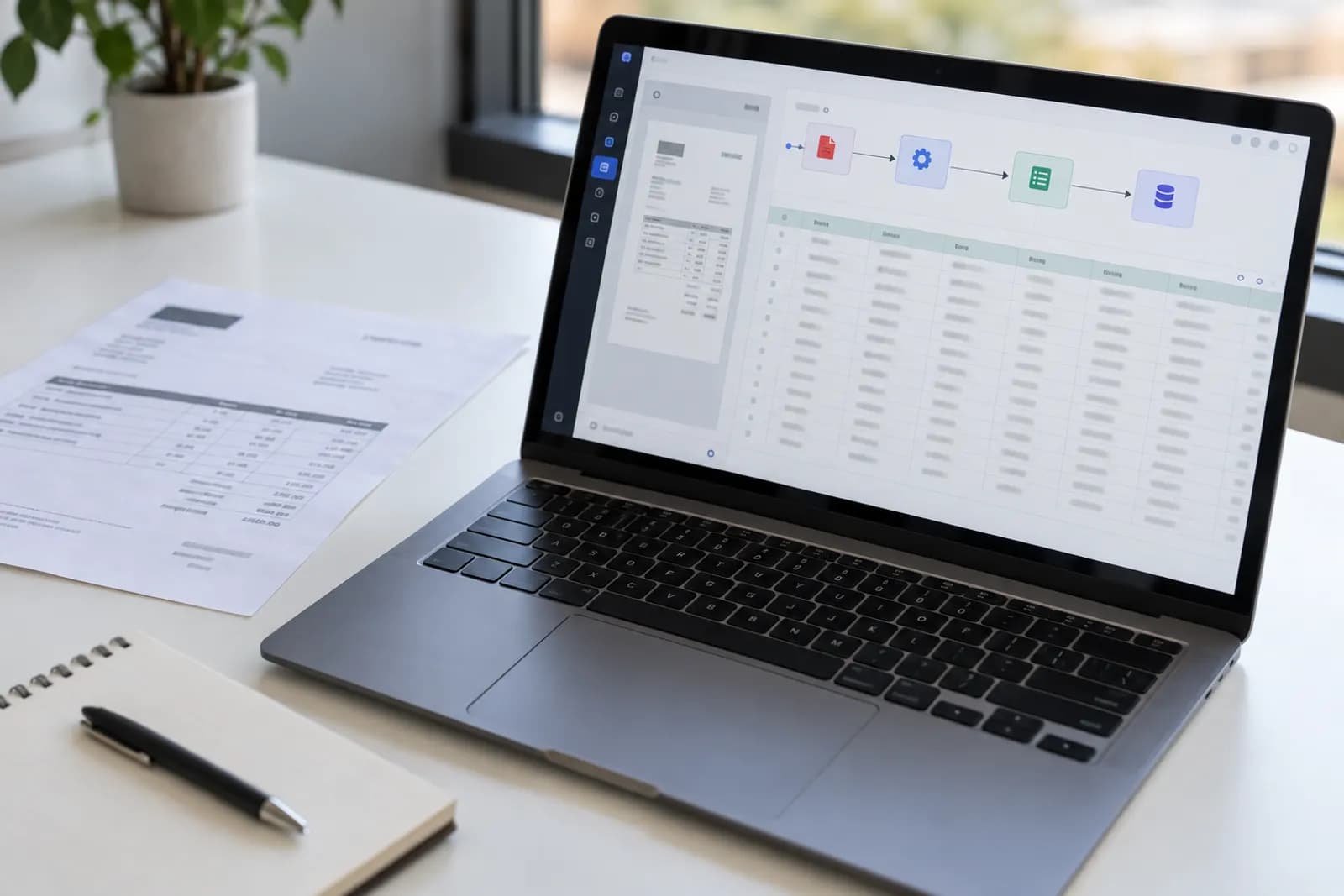 Photograph illustrating the guide "Extract PDF Invoice Data Into a Spreadsheet Automatically (No Typing)"