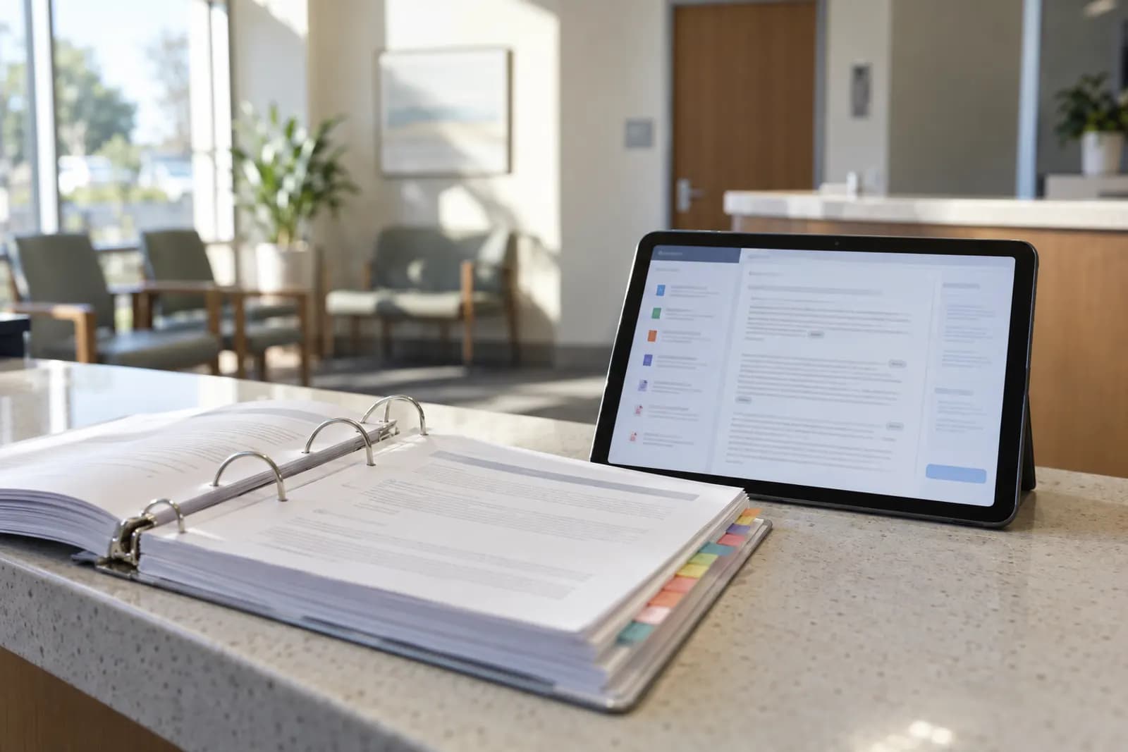 Photograph illustrating the guide "Answer Questions From a 100-Page Policy Pack With NotebookLM (Cited, No Guessing)"