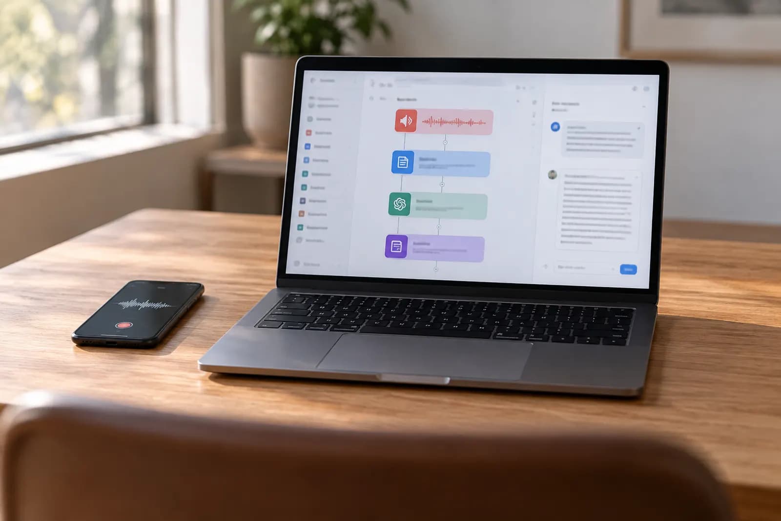 Photograph illustrating the guide "Voice Note → LinkedIn Post with Apple Shortcuts + ChatGPT (No Install, No Server)"