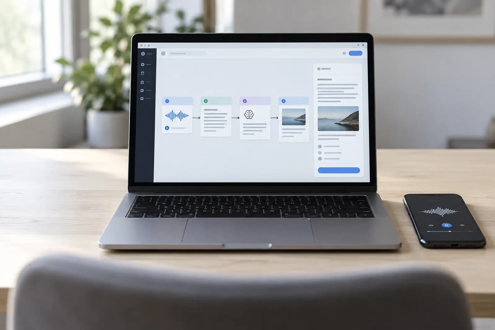 Photograph illustrating the guide "How to Turn a Voice Note Into a LinkedIn Post Automatically (n8n + Claude)"